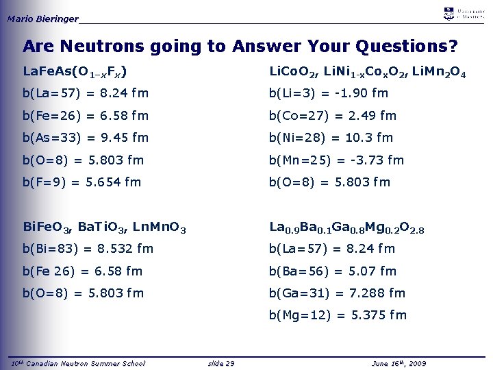 Mario Bieringer_____________________________________ Are Neutrons going to Answer Your Questions? La. Fe. As(O 1−x. Fx)