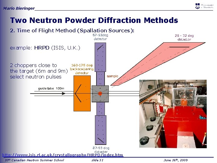 Mario Bieringer_____________________________________ Two Neutron Powder Diffraction Methods 2. Time of Flight Method (Spallation Sources):