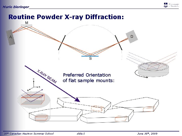 Mario Bieringer_____________________________________ Routine Powder X-ray Diffraction: Preferred Orientation of flat sample mounts: _____________________________ 10
