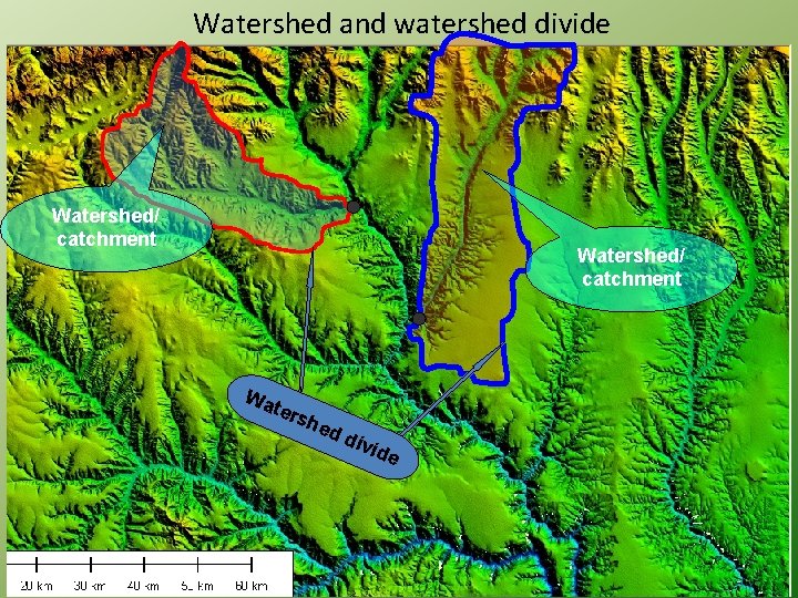 Watershed and watershed divide Watershed/ catchment Wa ters hed div ide 