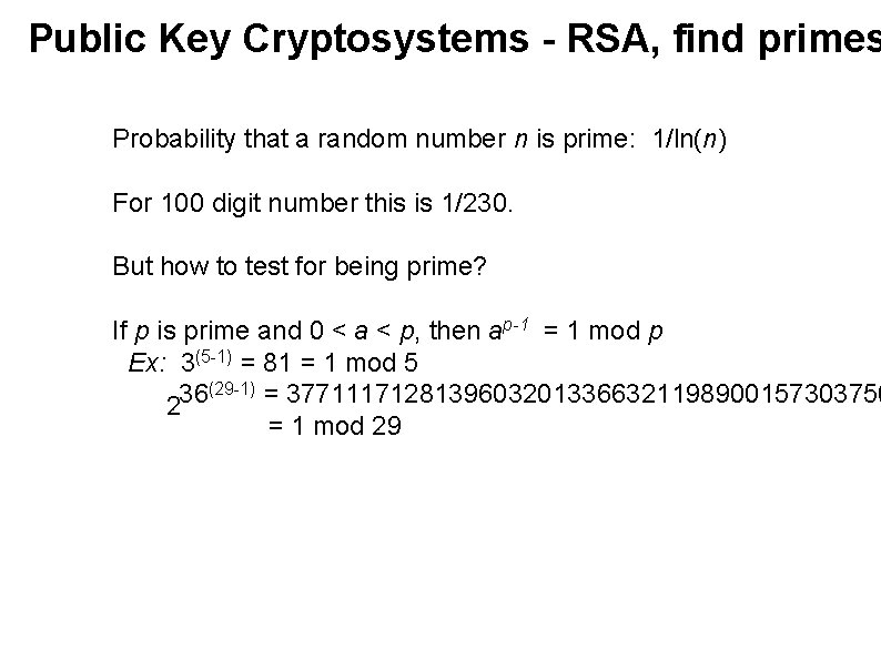 Public Key Cryptosystems - RSA, find primes Probability that a random number n is