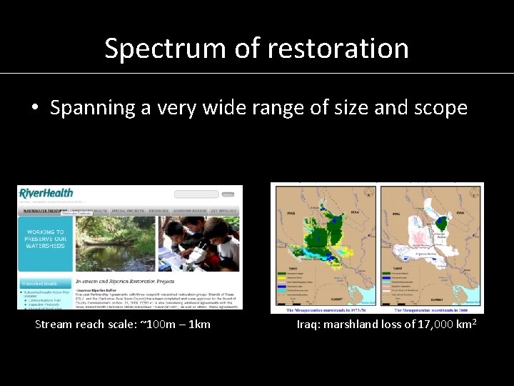 Spectrum of restoration • Spanning a very wide range of size and scope Stream