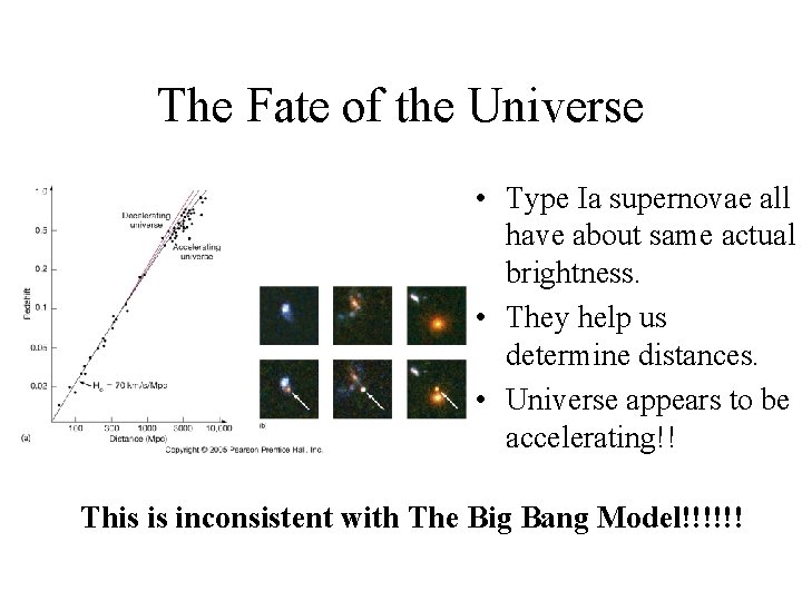 The Fate of the Universe • Type Ia supernovae all have about same actual
