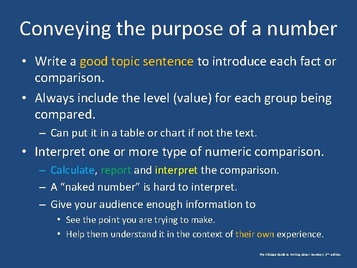 Conveying the purpose of a number • Write a good topic sentence to introduce Conveying the purpose of a number • Write a good topic sentence to introduce