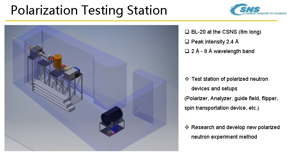 Polarization Testing Station q BL-20 at the CSNS (8 m long) q Peak intensity