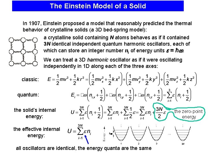 The Einstein Model of a Solid In 1907, Einstein proposed a model that reasonably