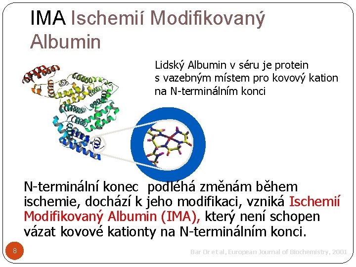 IMA Ischemií Modifikovaný Albumin Lidský Albumin v séru je protein s vazebným místem pro