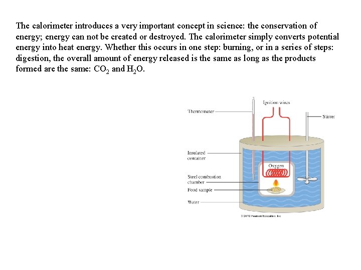 The calorimeter introduces a very important concept in science: the conservation of energy; energy