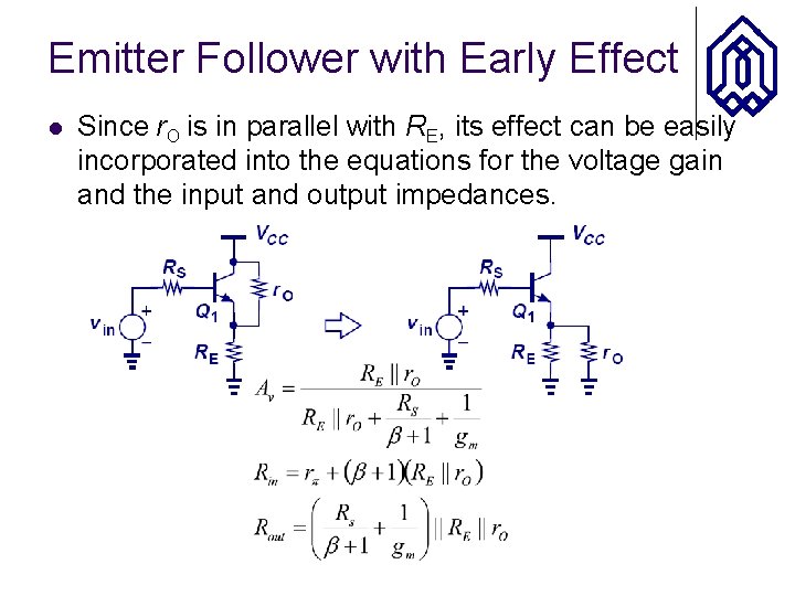 BJT Amplifiers contd Commonbase topology OUTLINE Commonbase topology