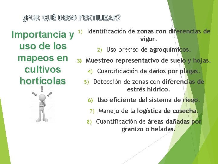 ¿POR QUÉ DEBO FERTILIZAR? con diferencias de Importancia y 1) Identificación de zonas vigor.