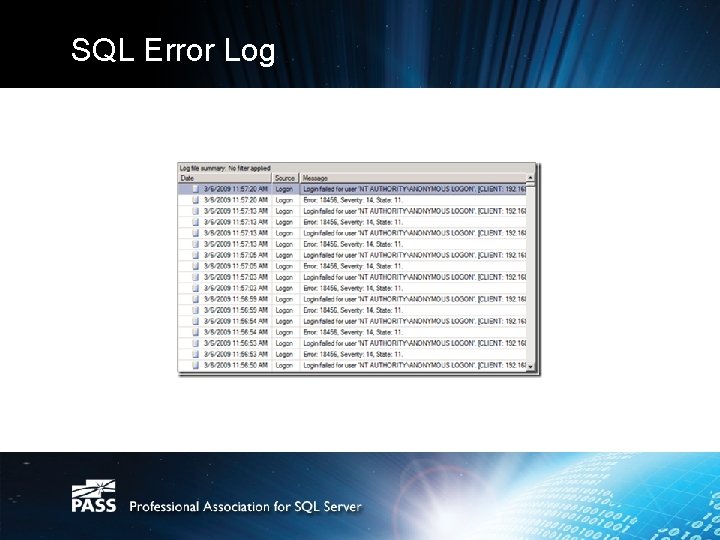 SQL Error Log 