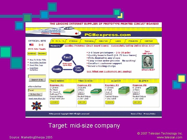 Target: mid-size company Source: Marketing. Sherpa 2005 © 2007 Telesian Technology Inc. www. telesian.