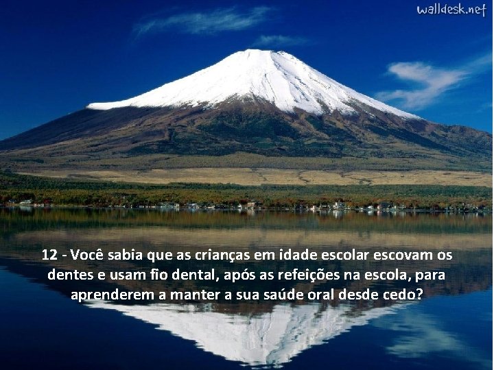 12 - Você sabia que as crianças em idade escolar escovam os dentes e