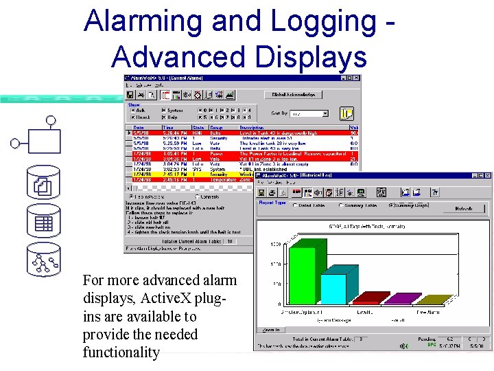 Alarming and Logging Advanced Displays For more advanced alarm displays, Active. X plugins are Alarming and Logging Advanced Displays For more advanced alarm displays, Active. X plugins are