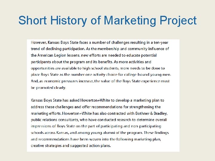 Short History of Marketing Project 