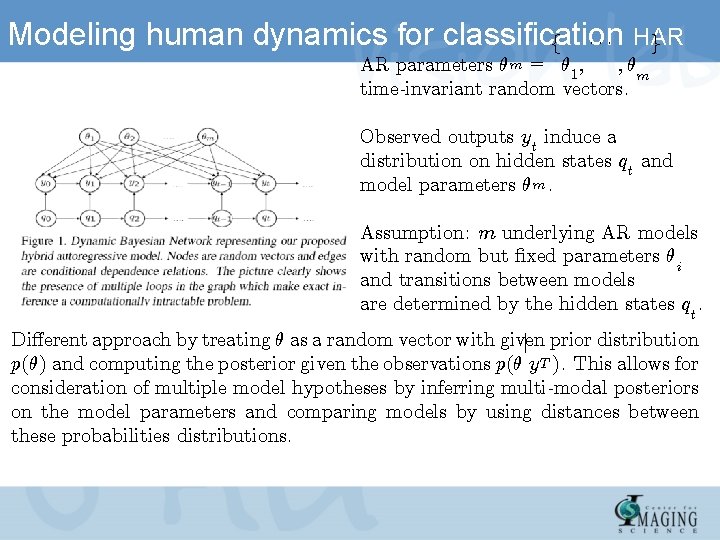 Modeling human dynamics for classification f ¢ ¢ ¢ HAR g ; µm AR