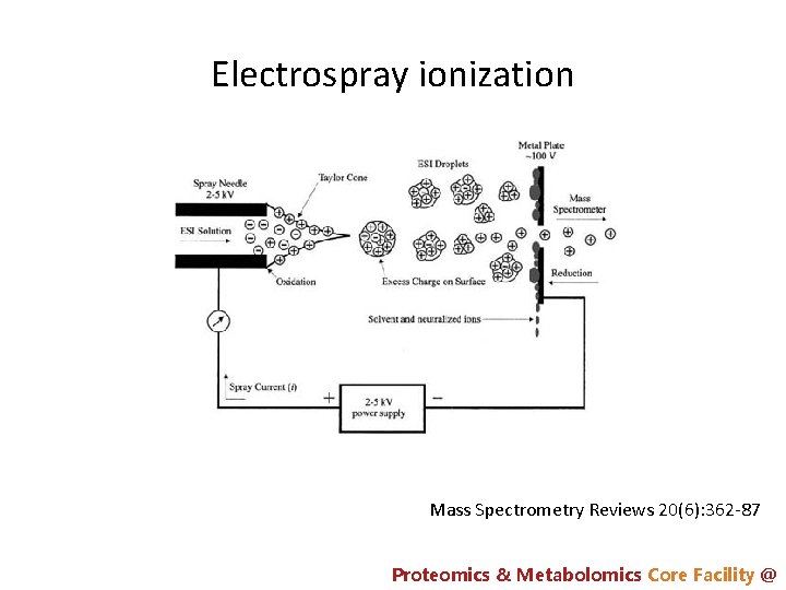 Electrospray ionization Mass Spectrometry Reviews 20(6): 362 -87 Proteomics & Metabolomics Core Facility @