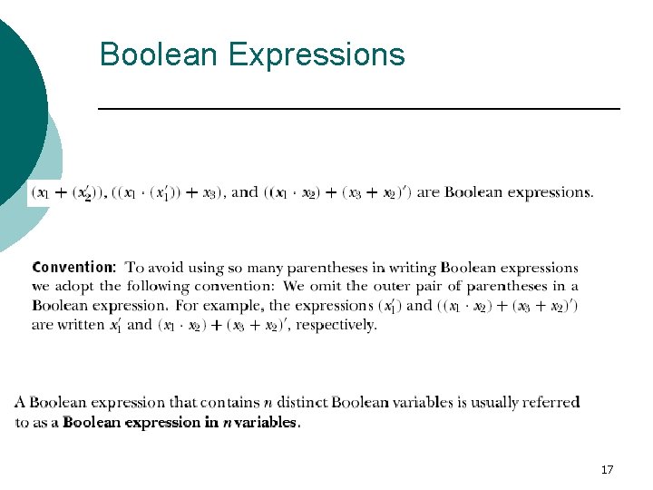 Boolean Expressions 17 