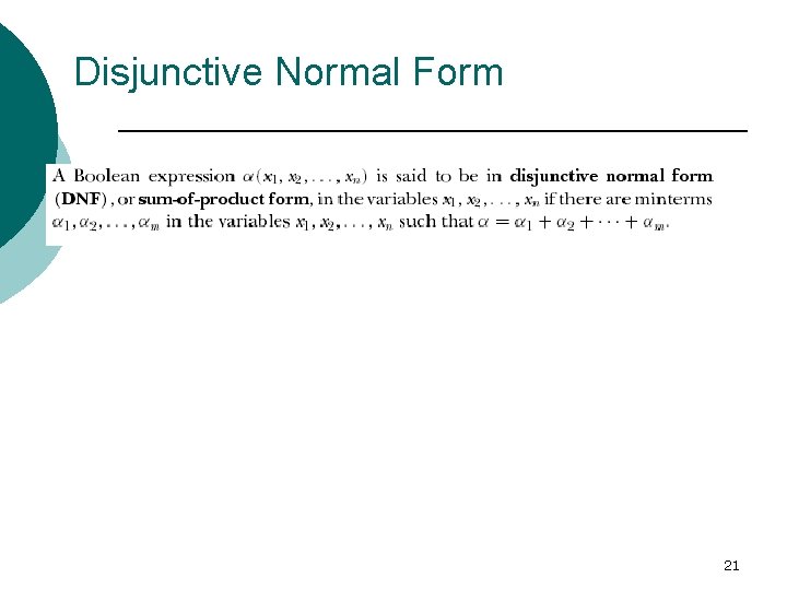 Disjunctive Normal Form 21 