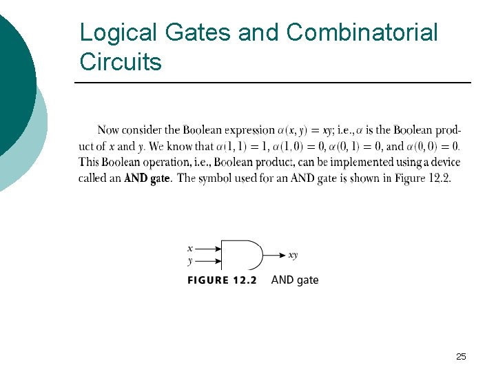 Logical Gates and Combinatorial Circuits 25 