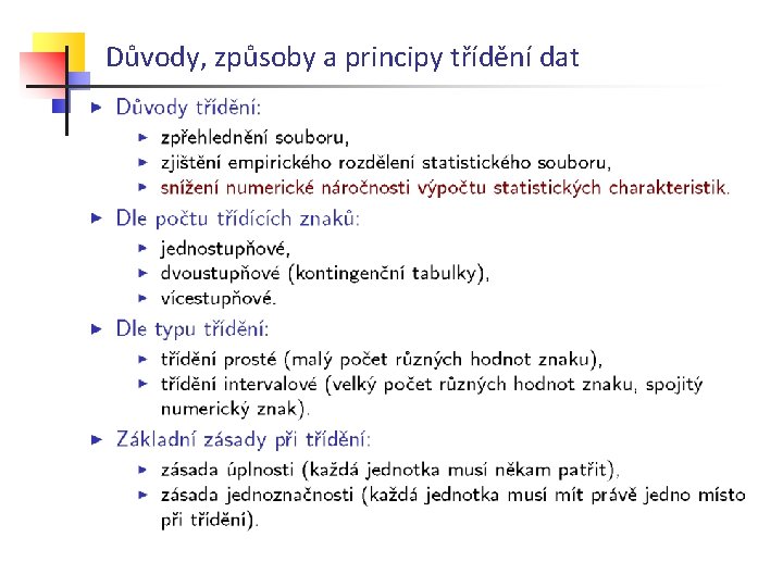 Důvody, způsoby a principy třídění dat 