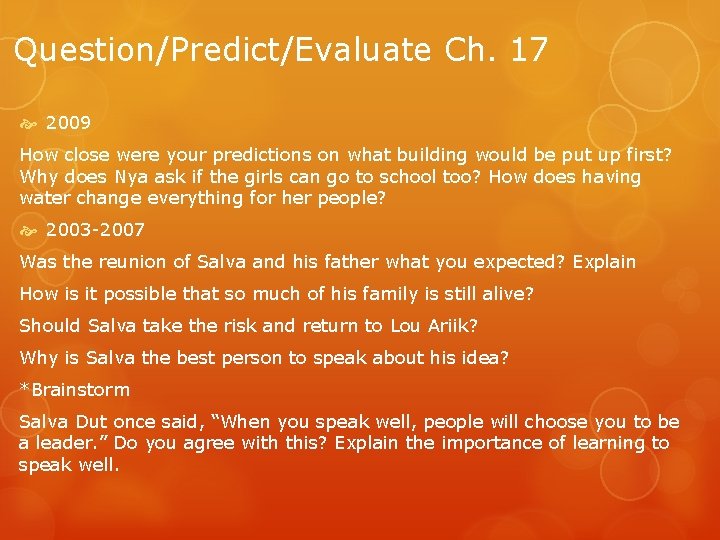 Question/Predict/Evaluate Ch. 17 2009 How close were your predictions on what building would be