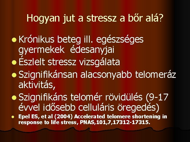 Hogyan jut a stressz a bőr alá? l Krónikus beteg ill. egészséges gyermekek édesanyjai