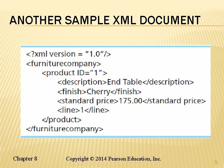 ANOTHER SAMPLE XML DOCUMENT Chapter 8 Copyright © 2014 Pearson Education, Inc. 31 