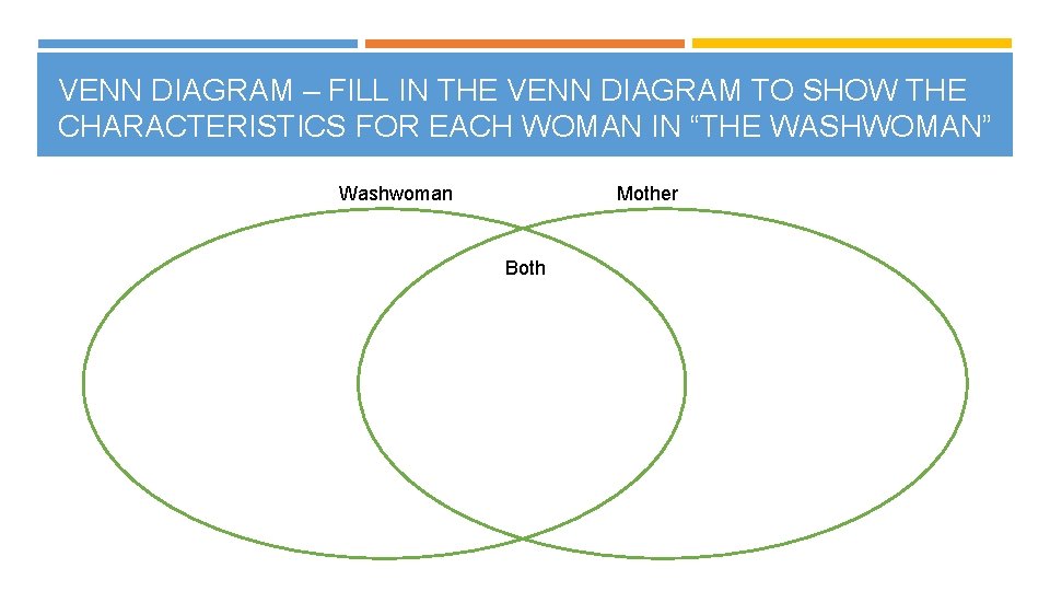 VENN DIAGRAM – FILL IN THE VENN DIAGRAM TO SHOW THE CHARACTERISTICS FOR EACH