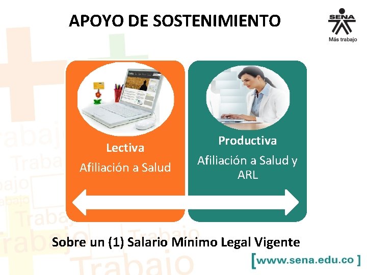 APOYO DE SOSTENIMIENTO Lectiva Afiliación a Salud Productiva Afiliación a Salud y ARL Sobre