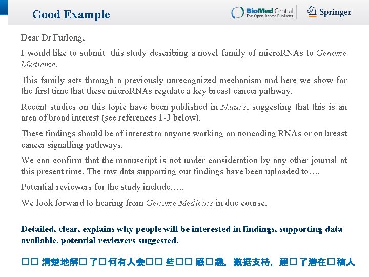 Good Example Dear Dr Furlong, I would like to submit this study describing a Good Example Dear Dr Furlong, I would like to submit this study describing a