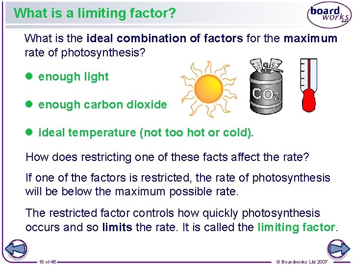 What is a limiting factor? What is the ideal combination of factors for the