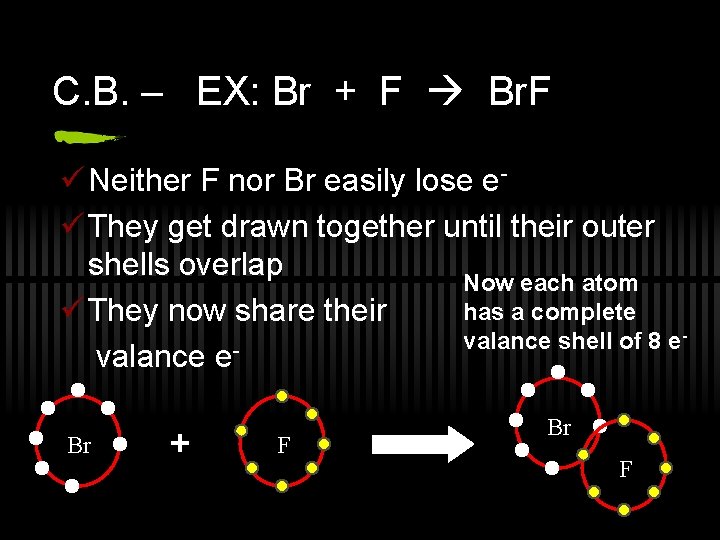 C. B. – EX: Br + F Br. F ü Neither F nor Br