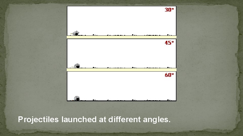 Projectiles launched at different angles. 