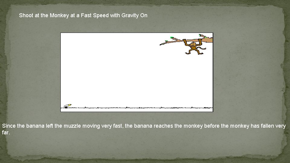 Shoot at the Monkey at a Fast Speed with Gravity On Since the banana