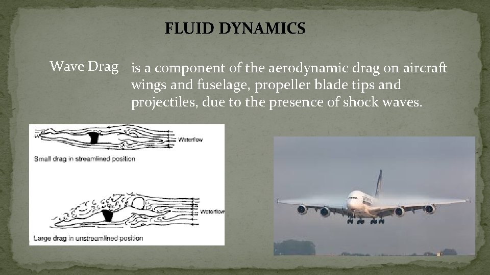 FLUID DYNAMICS Wave Drag is a component of the aerodynamic drag on aircraft wings