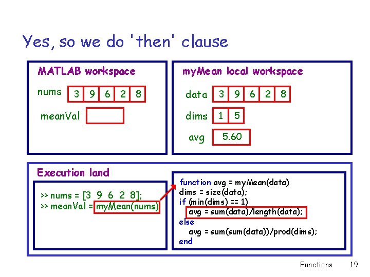 Yes, so we do 'then' clause MATLAB workspace my. Mean local workspace nums data