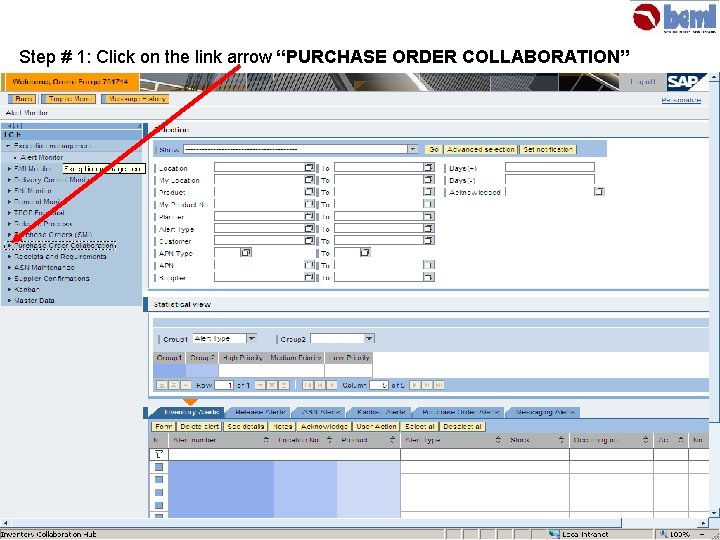 Step # 1: Click on the link arrow “PURCHASE ORDER COLLABORATION” 