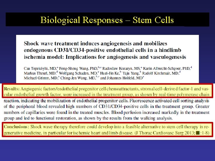 Biological Responses – Stem Cells 