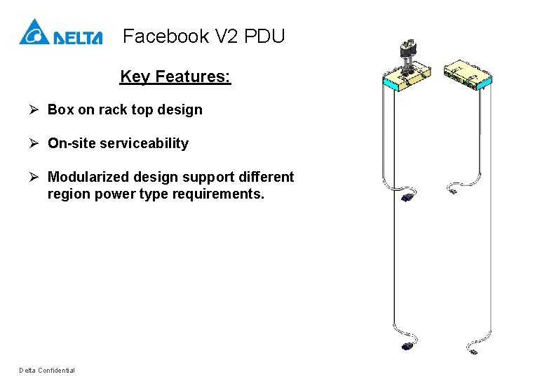 Facebook V 2 PDU Key Features: Ø Box on rack top design Ø On-site