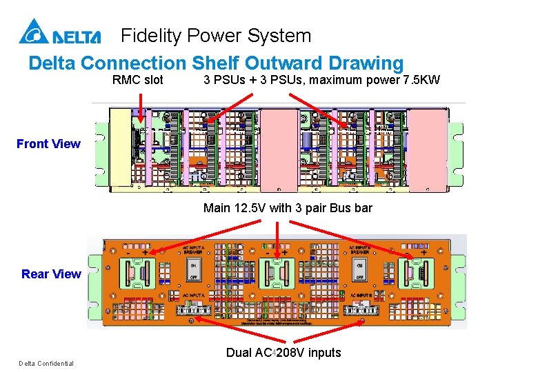 Fidelity Power System Delta Connection Shelf Outward Drawing RMC slot 3 PSUs + 3