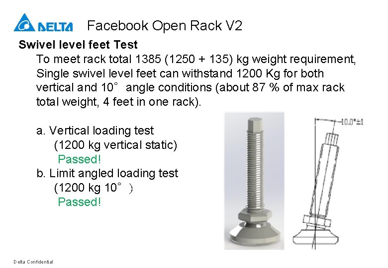 Facebook Open Rack V 2 Swivel level feet Test To meet rack total 1385