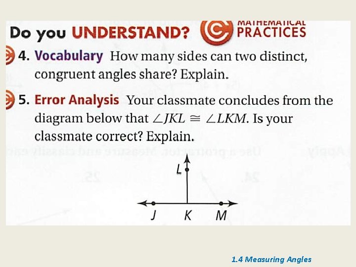 1. 4 Measuring Angles 