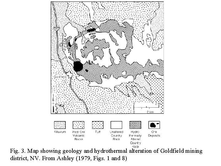 Fig. 3. Map showing geology and hydrothermal alteration of Goldfield mining district, NV. From