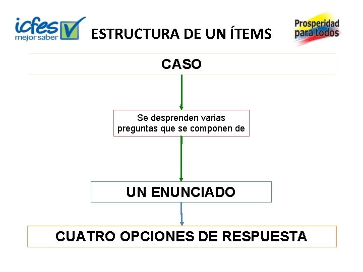 ESTRUCTURA DE UN ÍTEMS CASO Se desprenden varias preguntas que se componen de UN