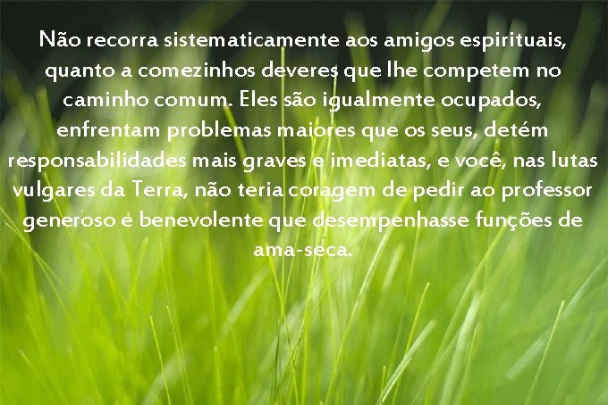 Não recorra sistematicamente aos amigos espirituais, quanto a comezinhos deveres que lhe competem no
