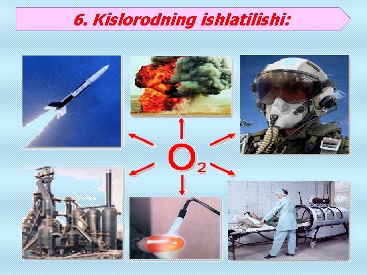 6. Kislorodning ishlatilishi: 