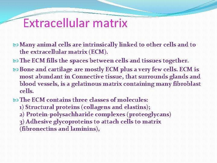 Extracellular matrix Many animal cells are intrinsically linked to other cells and to the