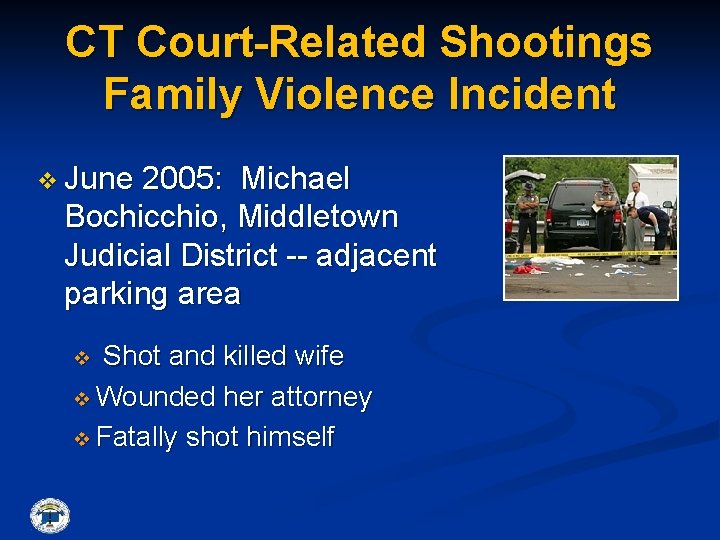 CT Court-Related Shootings Family Violence Incident v June 2005: Michael Bochicchio, Middletown Judicial District