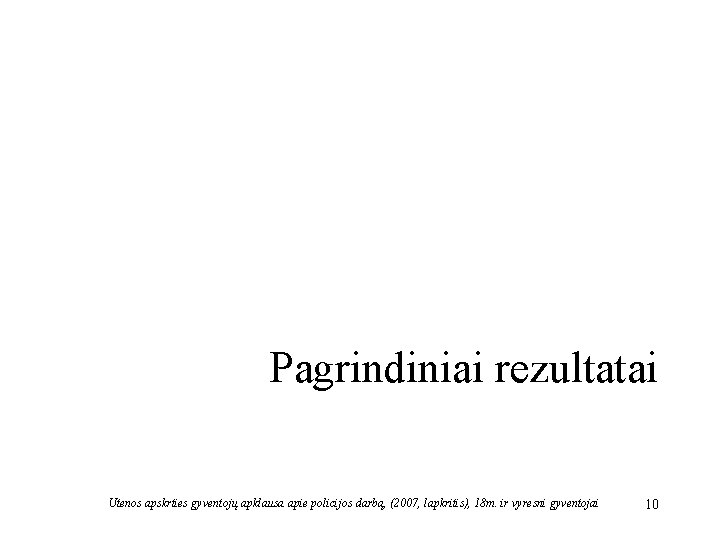 Pagrindiniai rezultatai Utenos apskrties gyventojų apklausa apie policijos darbą, (2007, lapkritis), 18 m. ir